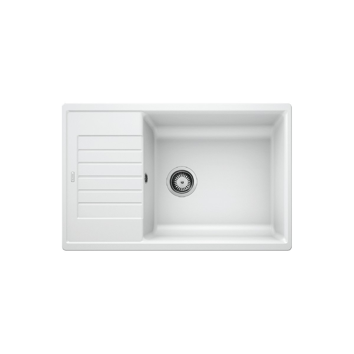 Modern White 1 Bowl Granite Kitchen Sink with Reversible Drainer 78×50 Zia XL 6 S Compact Blanco