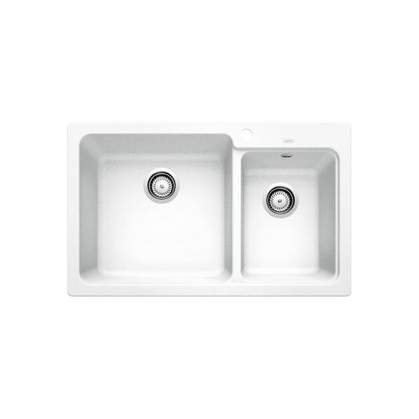 Modern White 2 Bowl Granite Kitchen Sink 81,5x50 Naya 8 Blanco