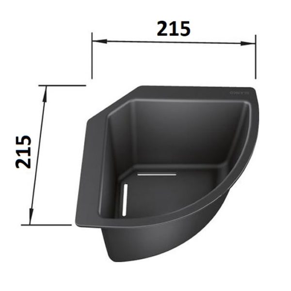 Modern Synthetic Black Corner Bowl 21,5x21,5 235866 Blanco Dimensions