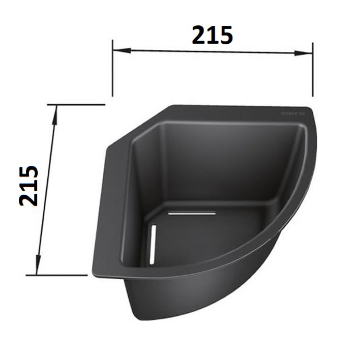 Modern Synthetic Black Corner Bowl 21,5×21,5 235866 Blanco Dimensions