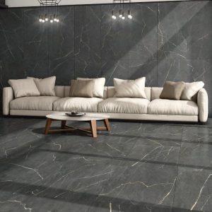 Meraki Anthracite Satin Marble Effect Wall & Floor Gres Porcelain Tile 60x120