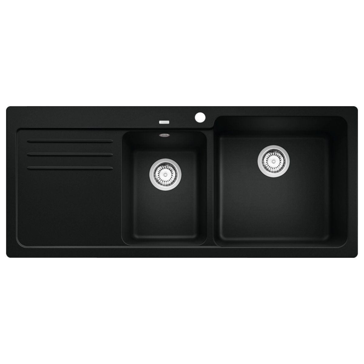 Modern Black 2 Bowl Granite Kitchen Sink with Left Drainer 116×50 Naya 8 S Blanco