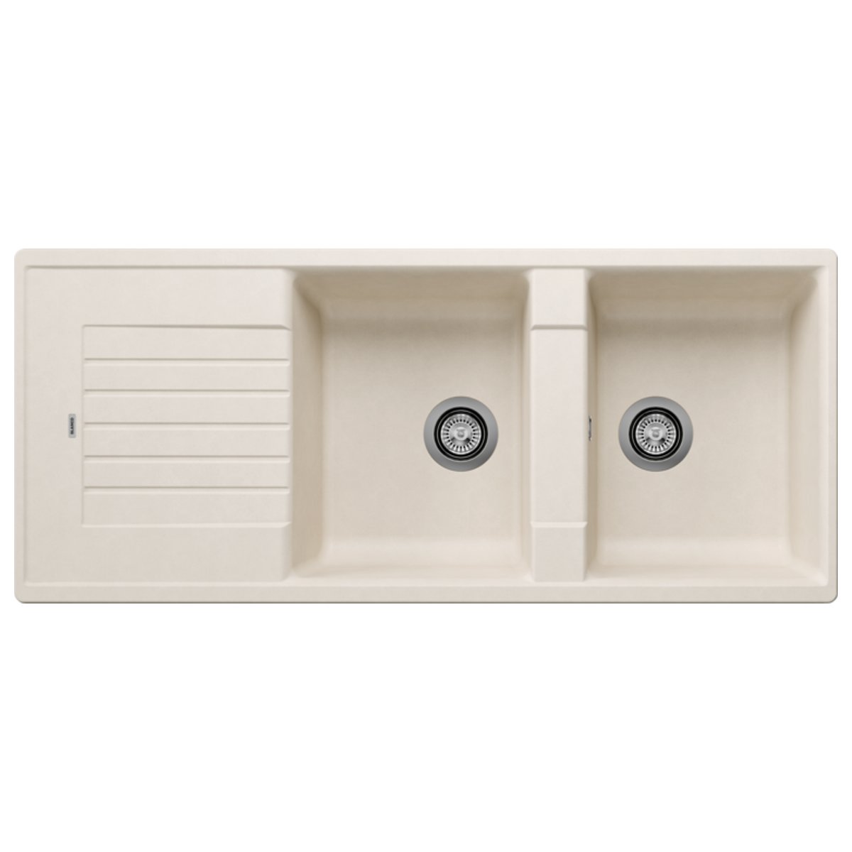 Modern Ecru 2 Bowl Granite Kitchen Sink with Reversible Drainer 116×50 ZIA 8 S Soft White Blanco