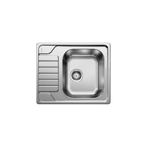 Modern 1 Bowl Stainless Steel Kitchen Sink with Reversible Drainer 60,5x50 Dinas 45 S Mini Blanco