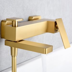 Modern Gold PVD Wall Mounted Bath Shower Mixer with Shower Kit Pisa BDP048-4OC Imex