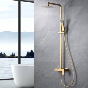 Modern Gold PVD Adjustable Shower System Kit with Square Shower Head 20x20 Pisa BDP048-OC Imex