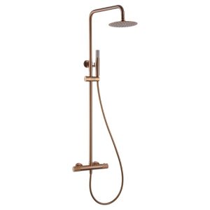 Modern Adjustable Rose Gold Thermostatic Shower Mixer with Round Shower Head Ø20 Line BTD038-ORC Imex