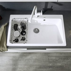 Modern White 1 Bowl Granite Kitchen Sink 86x51 Naya XL 9 Blanco