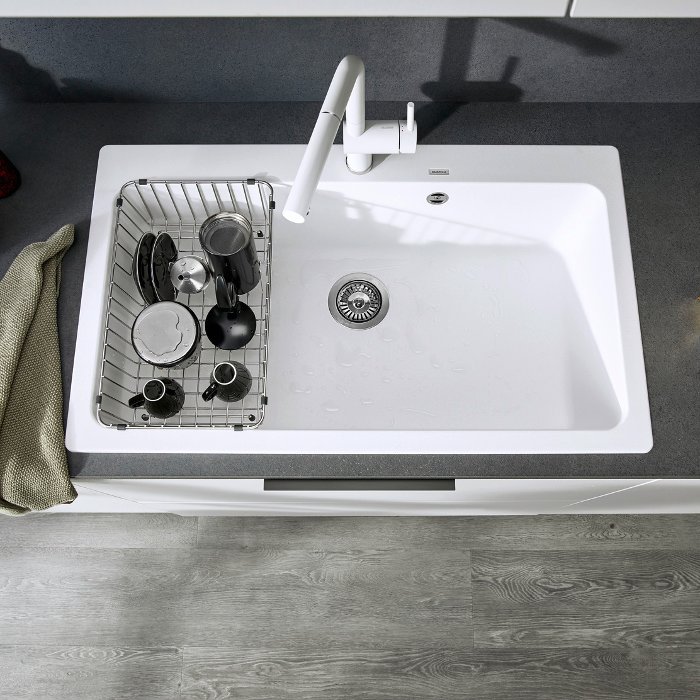 Modern White 1 Bowl Granite Kitchen Sink 86×51 Naya XL 9 Blanco