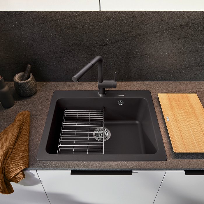 Modern Rock Grey 1 Bowl Granite Kitchen Sink 61,5×51 Naya 6 Blanco