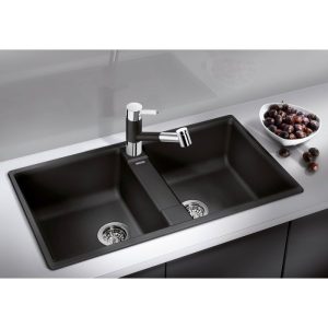 Modern Anthracite 2 Bowl Granite Kitchen Sink 86x50 ZIA 9 Blanco