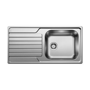 Modern 1 Bowl Stainless Steel Kitchen Sink with Reversible Drainer 100x50 Dinas XL 6 S Blanco
