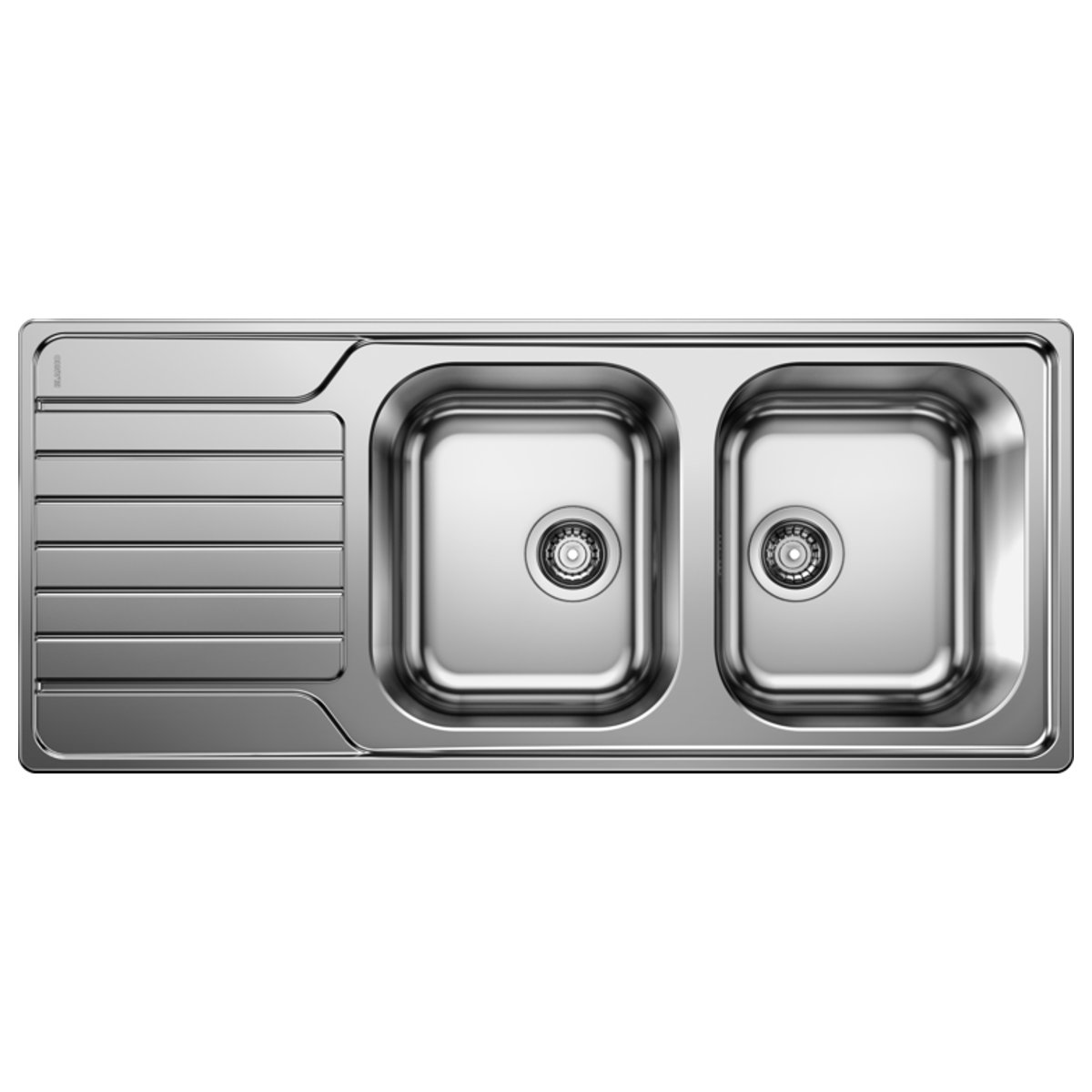 Dinas 8 S Blanco Modern 2 Bowl Stainless Steel Kitchen Sink with Reversible Drainer 116×50