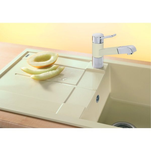 Modern Soft White 1 Bowl Granite Kitchen Sink with Reversible Drainer 86x50 Metra 5 S Blanco