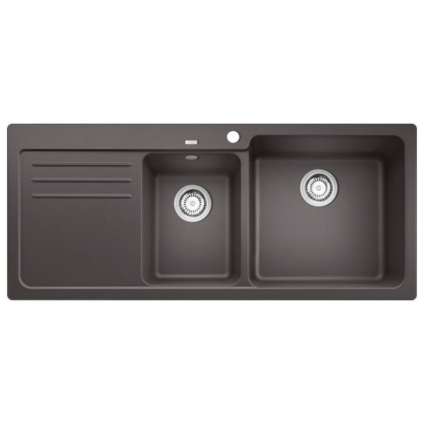 Modern Rock Grey 2 Bowl Granite Kitchen Sink with Left Drainer 116x50 Naya 8 S Blanco