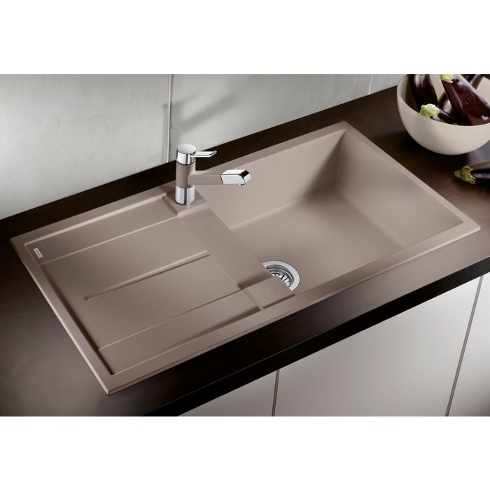 Modern Tartufo 1 Bowl Granite Kitchen Sink with Reversible Drainer 100×50 Metra XL 6 S Blanco