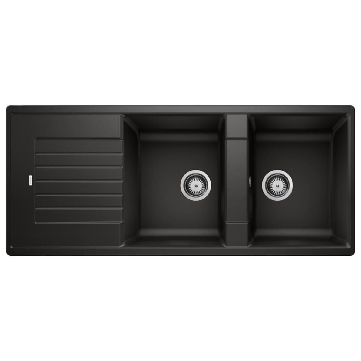 Modern Black 2 Bowl Granite Kitchen Sink with Reversible Drainer 116×50 ZIA 8 S Blanco