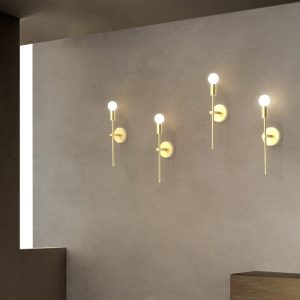 Minimal Italian Gold 1-Light Metal Linear Wall Sconce 2061 Anna A Sikrea