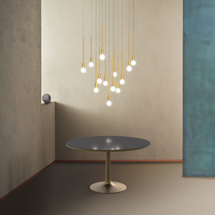 Minimal Living Room Italian Gold 1-Light Metal Linear Pendant Ceiling Light 7418 Anna S1 Sikrea