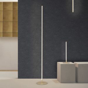 Minimal gold decorative floor and table lamp with linear design 2284 Elia L 2307 Elia P Sikrea