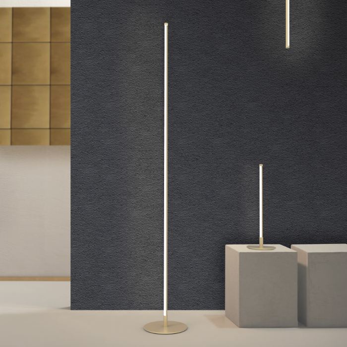Modern gold decorative floor and table lamp with linear design 2284 Elia L 2307 Elia P Sikrea