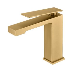 Modern Brushed Gold PVD Single Lever Square Basin Mixer Tap Pisa BDP048-1OC Imex