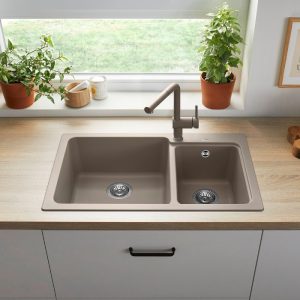 Modern Tartufo 2 Bowl Granite Kitchen Sink 81,5x50 Naya 8 Blanco