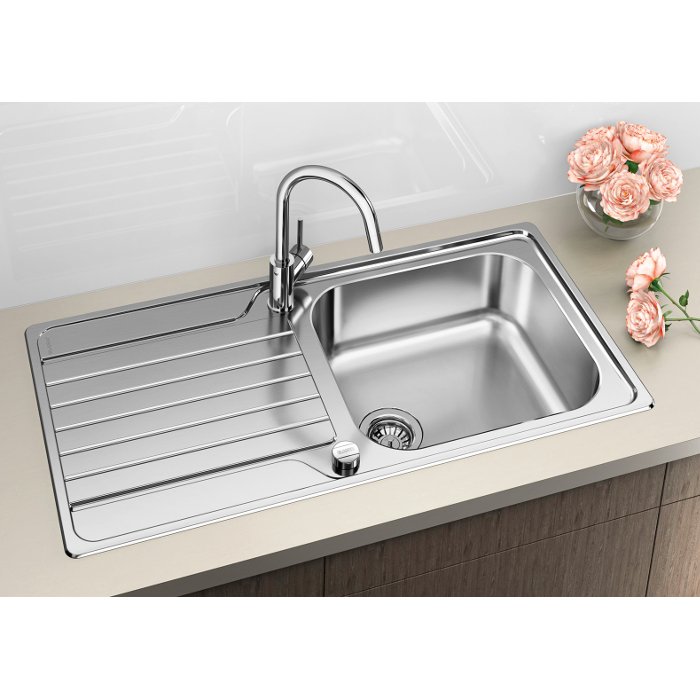 Modern 1 Bowl Stainless Steel Kitchen Sink with Reversible Drainer 100×50 Dinas XL 6 S Blanco