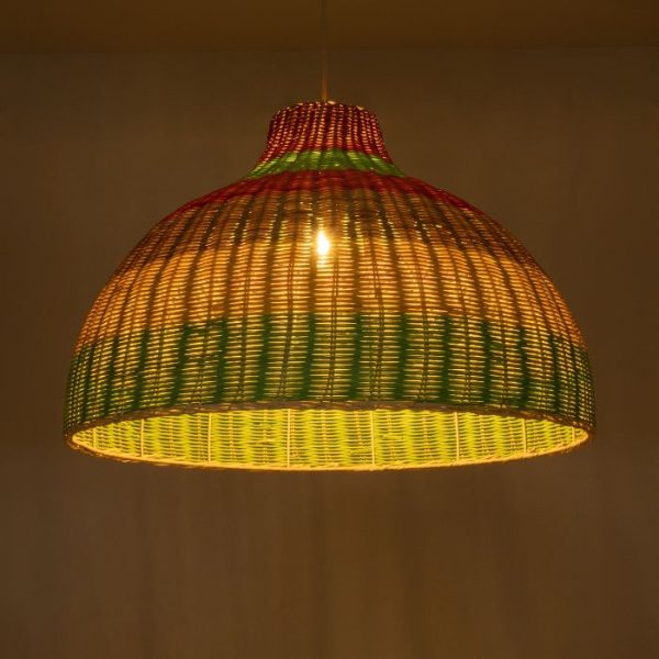 Multicolor Vintage 1-Light Wooden Bamboo Pendant Ceiling Light Ø70 H48 02054 Caballeros