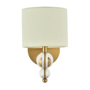 Neoclassic Italian Bronze Gold Wall Sconce with a Beige Fabric Shade 33113 Gioconda A Sikrea