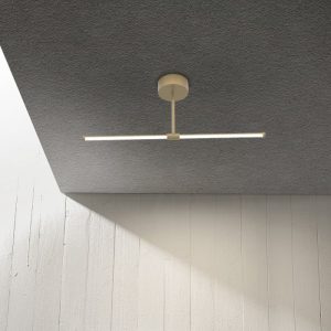 Modern Italian Gold Metal Linear Ceiling Light Led 13 Watt for the Kitchen 7319 Elia PL70 Sikrea