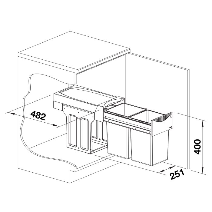 Modern waste separation system for 30 cm undercounter unit Botton II 526376 Blanco