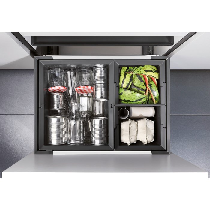 Modern 46 Litre Pull Out Waste Separation System with 3 Bins & Cover Flexon II XL 521473 Blanco