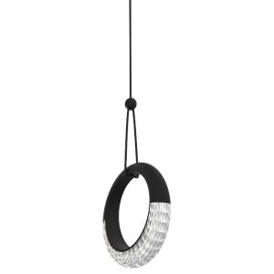 Italian Black Modern Pendant Ceiling Light with a Decorative Ring Led 12 Watt 8798 Miley S1 Sikrea