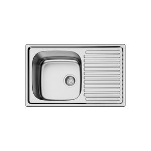 Modern 1 Bowl Stainless Steel Kitchen Sink with Reversible Drainer 80x50 Ecotype D-100 Macart