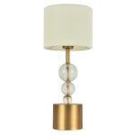 Neoclassic Italian Bronze Gold Table Lamp with a Beige Fabric Shade 49H 33120 Gioconda L Sikrea