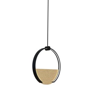 Minimal Italian Pendant Ceiling Light Led with a Round Shade and a Yellow Glass Detail 4677 Toy S1 Sikrea