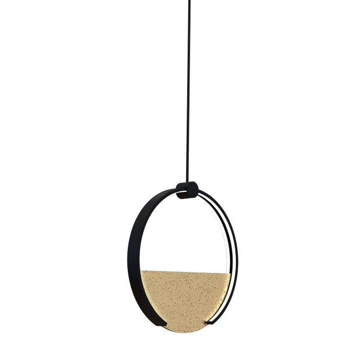 Modern Italian Pendant Ceiling Light Led with a Round Shade and a Yellow Glass Detail 4677 Toy S1 Sikrea