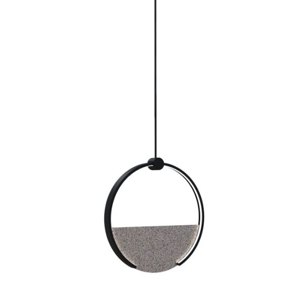 Minimal Italian Pendant Ceiling Light Led with a Round Shade and a Black Fume Glass Detail 4684 Toy S1 Sikrea