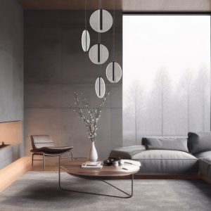 Modern Living Room Italian Black Pendant Ceiling Light Led with Five Round Shades 7012 Koi S5 Sikrea