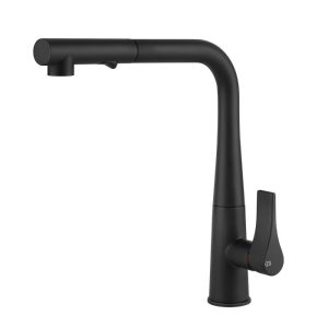Modern L-Shaped Black Matt Kitchen Mixer Tap with 2-Way Pull Out Spray Proton 17177-299 Gessi