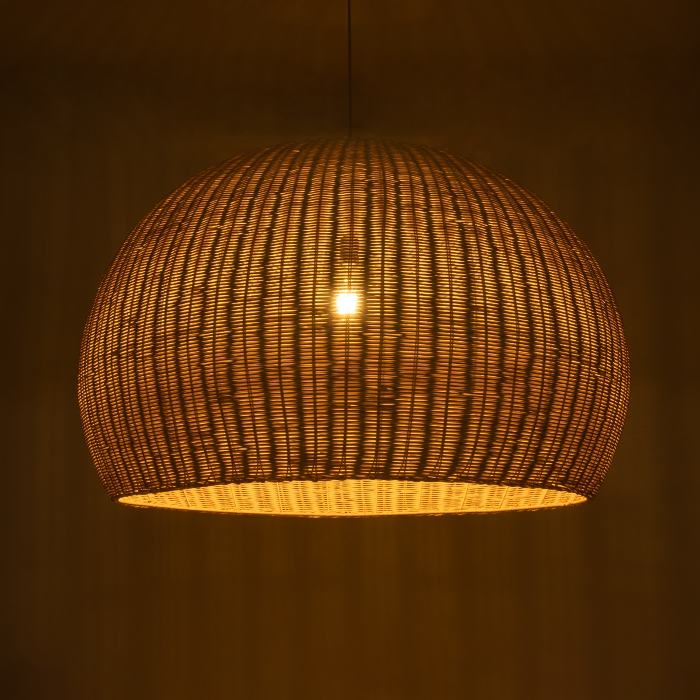 Rustic 1-Light Beige Bamboo Pendant Ceiling Light Ø100 H63 01826 Raito
