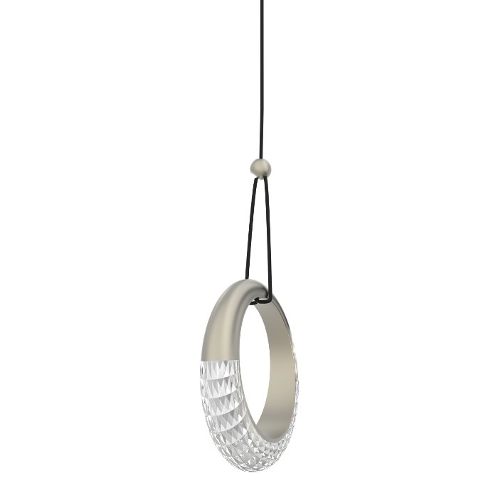 Silver Satin Modern Italian Pendant Ceiling Light with a Decorative Ring Led 12 Watt 8804 Miley S1 Sikrea