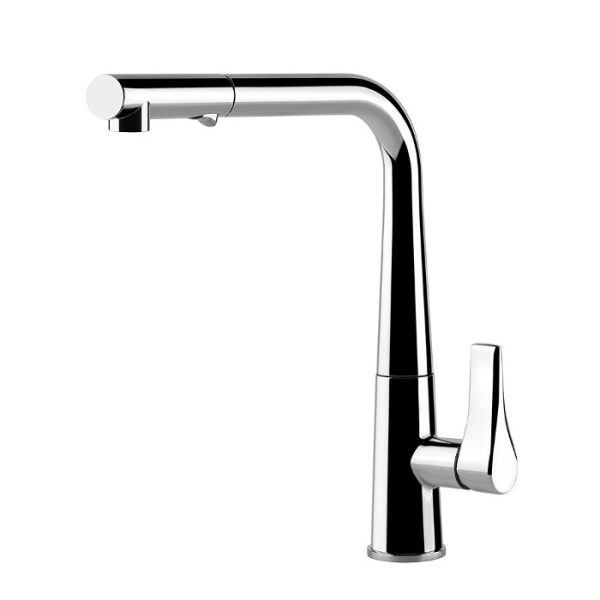 Modern L-Shaped Chrome Kitchen Mixer Tap with 2-Way Pull Out Spray Proton 17177-031 Gessi