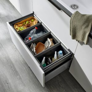επαγγελματικοι καδοι σκουπιδιων κουζινας για ντουλαπι με συρταρι Flexon II Low 521475 Blanco