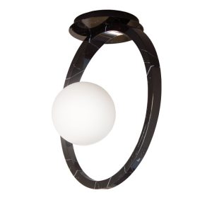 Black Marble Effect Modern Italian Ceiling Light with a White Glass Shade 4424 Dea PL Sikrea