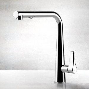 Modern L-Shaped Chrome Kitchen Mixer Tap with 2-Way Pull Out Spray Proton 17177-031 Gessi