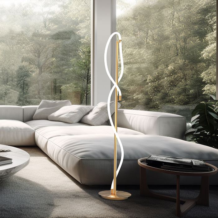 Unique Living Room Italian Gold Decorative Floor Lamp Led 36 Watt 173H 33922 Noemi P Sikrea