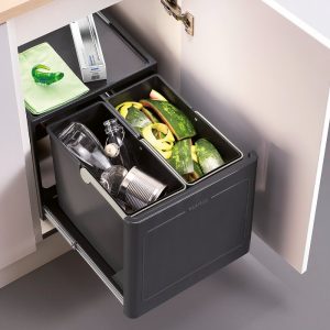 Modern 26 Litre Automatic Pull-Out Waste Bin Separation System Botton Pro 517468 Blanco