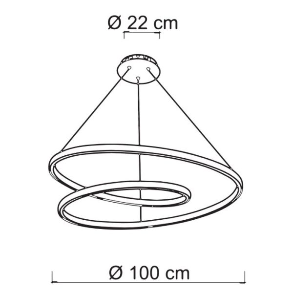 Diagram for pendant ceiling light with 100 cm diameter 2390 2383 Glem Sikrea